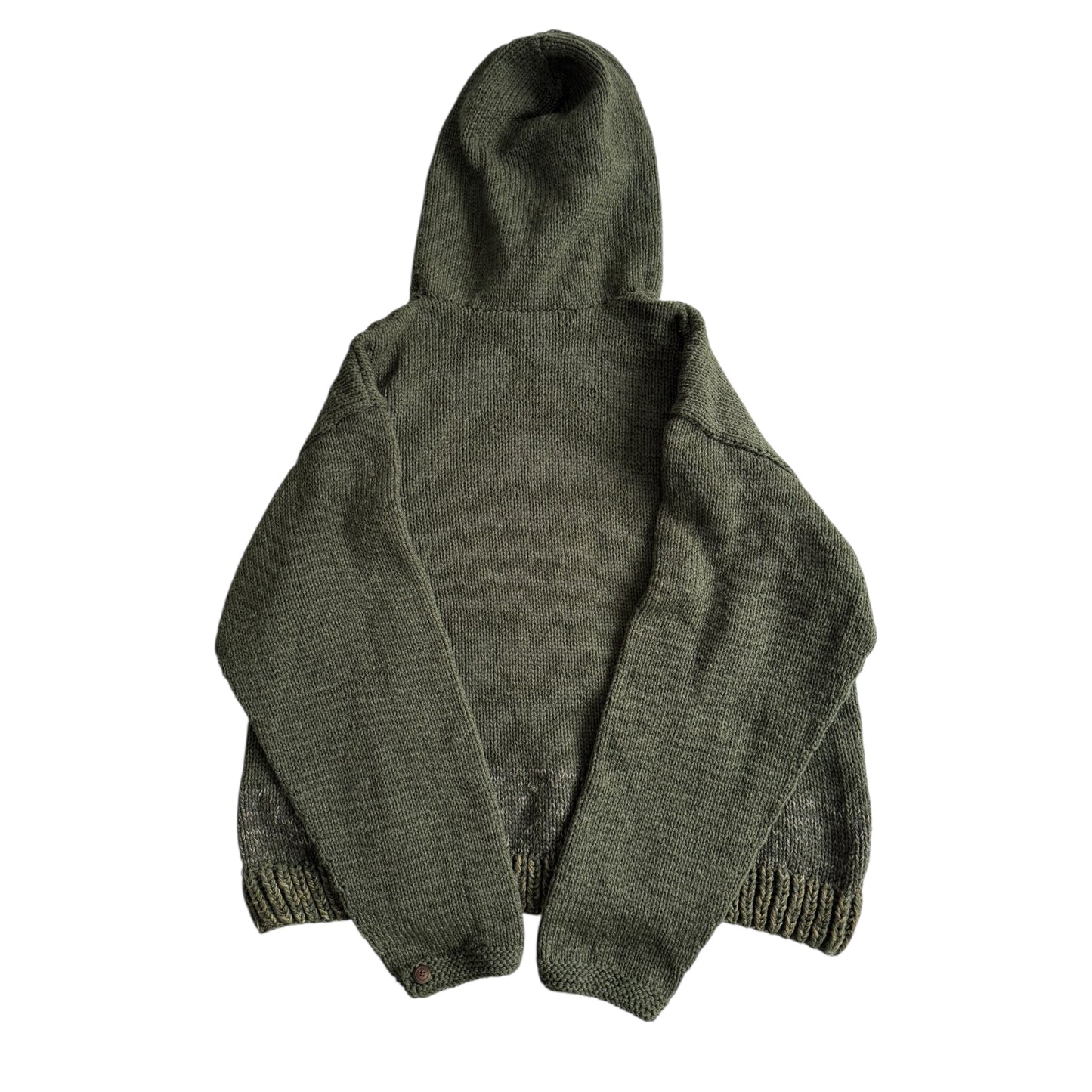 🧶 Hanorac Tricotat Vintage Verde Închis din Lână Merino – M Bărbați (Cropped Fit)