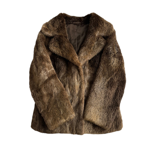 🧥 Jachetă Y2K din Blană Naturală – Damă (M/L aprox.)