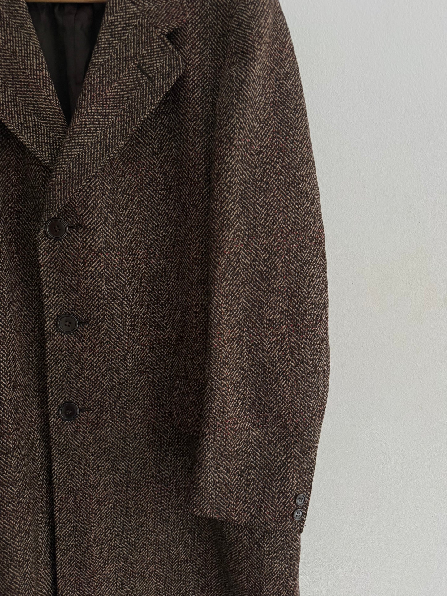 🧥 Palton Vintage Bărbați 70’s din Lână Pură Texturată – EU 52 (L / M oversized)