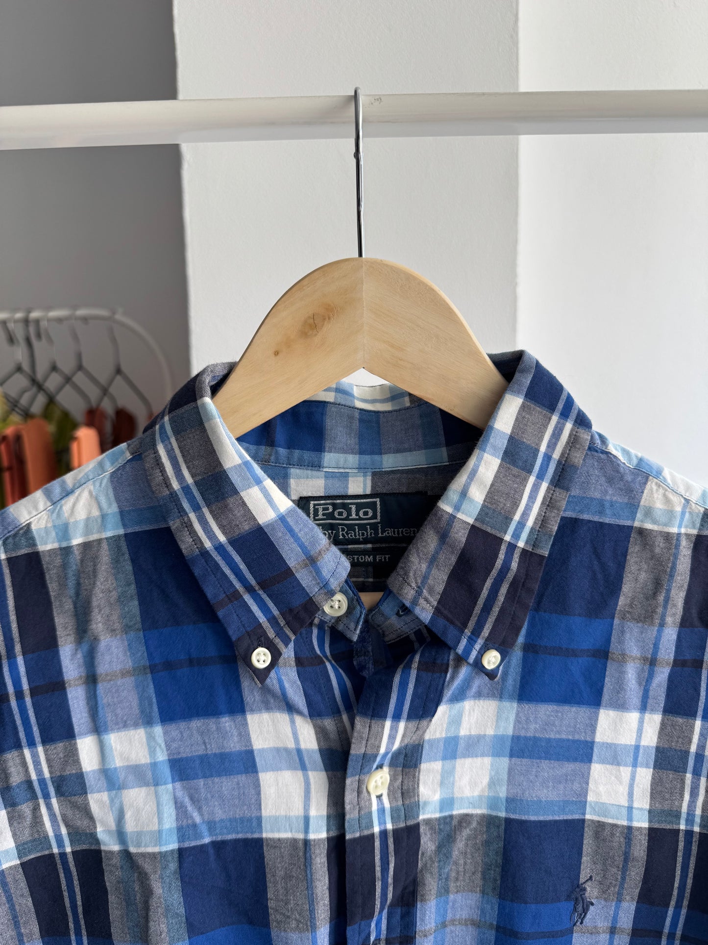 🐴 Vintage Polo Ralph Lauren Cămașă Carouri Albastre – L Bărbați