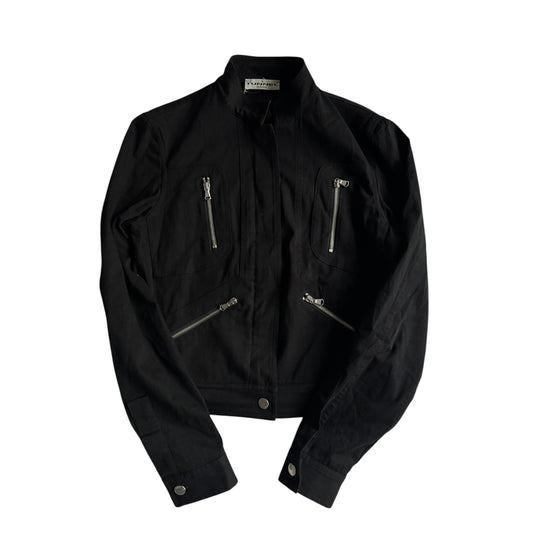 🧥 Jachetă Racing Vintage Neagră din Bumbac – IT 42 / Femei M