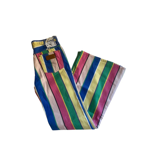 🍭 Jeanși Wrangler – Striped Colourful – High Rise Flared – W27 L34 – NWT
