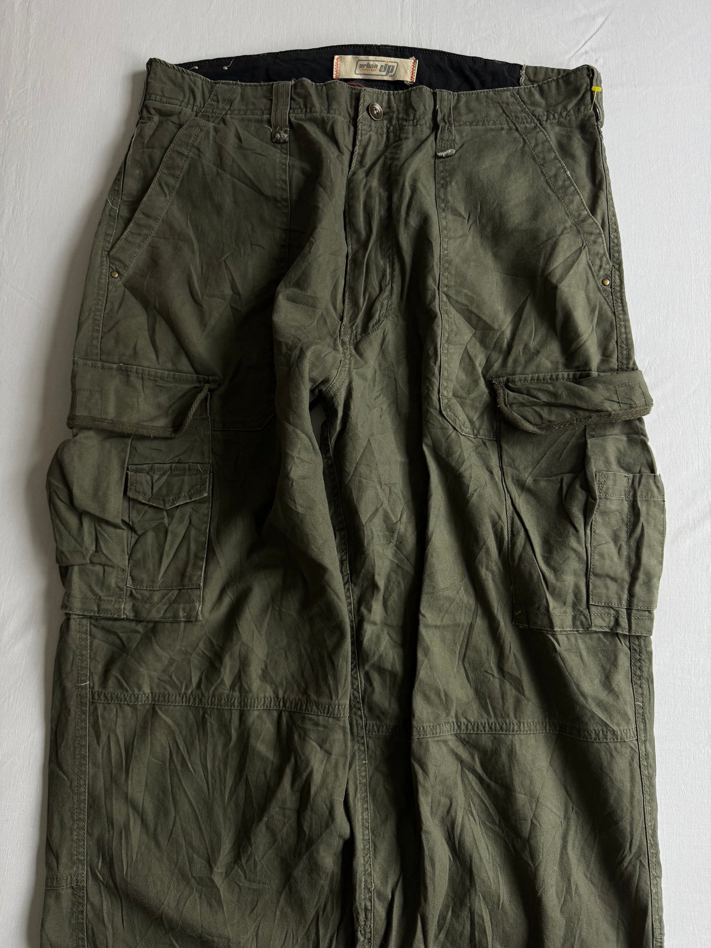 🪖 Urban Pipeline Baggy Cargo Pants – Military Green – W36 x L34
