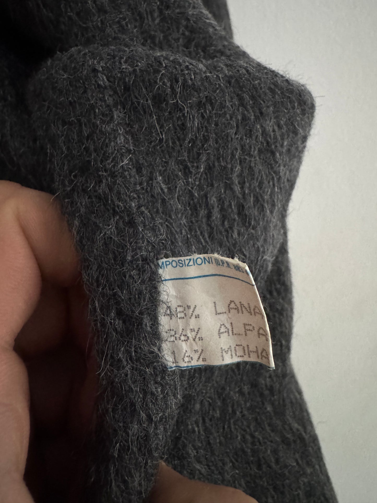 🧥 Palton Scurt Vintage Damă Gri Închis din Lână, Alpaca și Mohair – L/XL (Oversized Look)