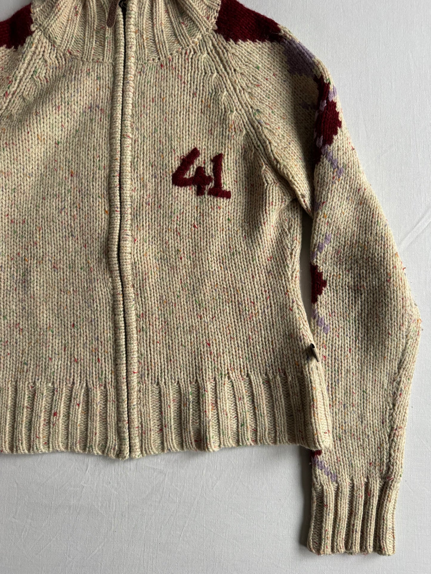 🧶 Pulover Y2K Damă din Blend de Lână cu Mâneci Argyle – aprox. S / M