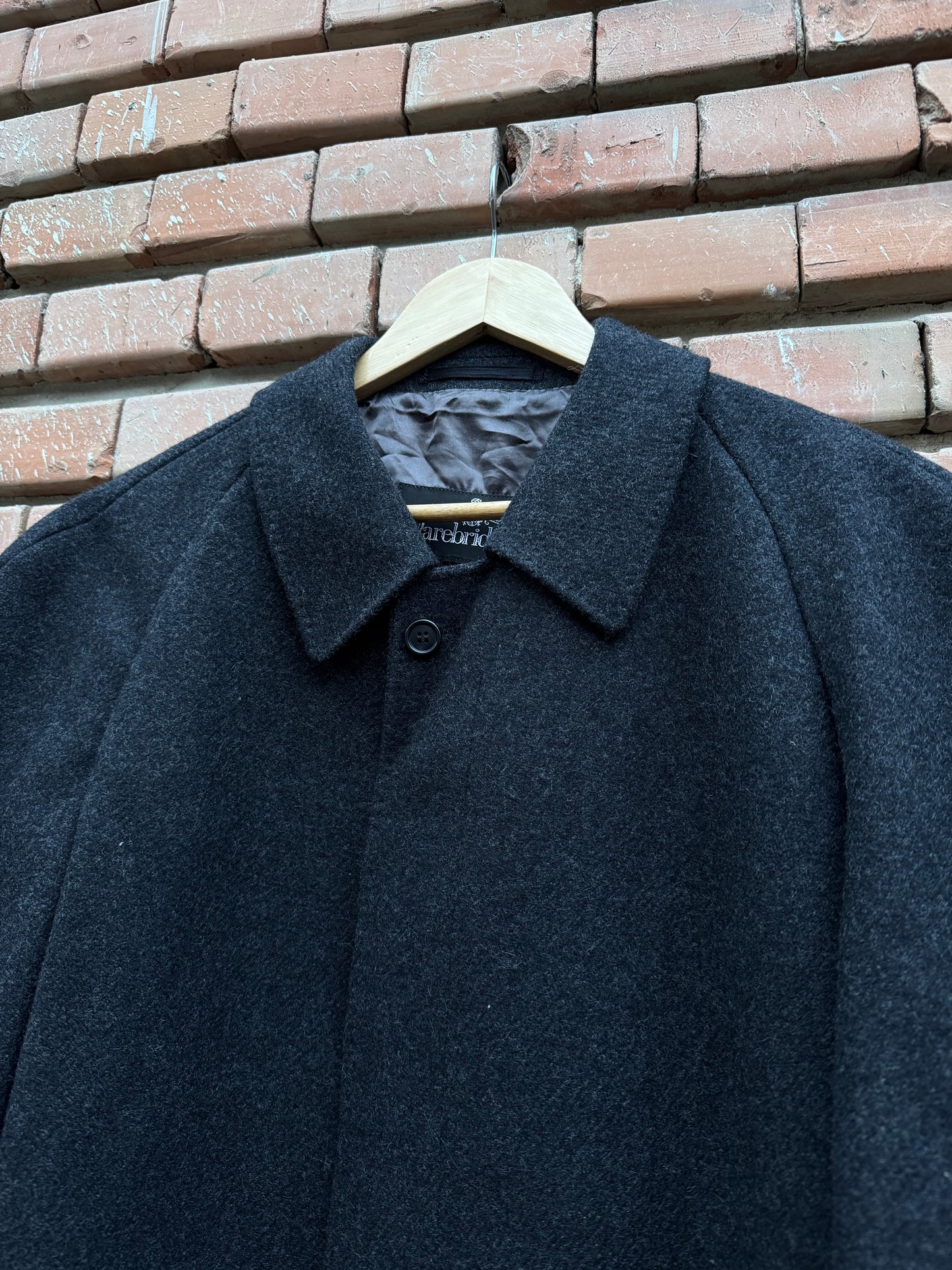 🧥 Palton Vintage Bărbați Gri Închis din Lână Virgină – Marimea L