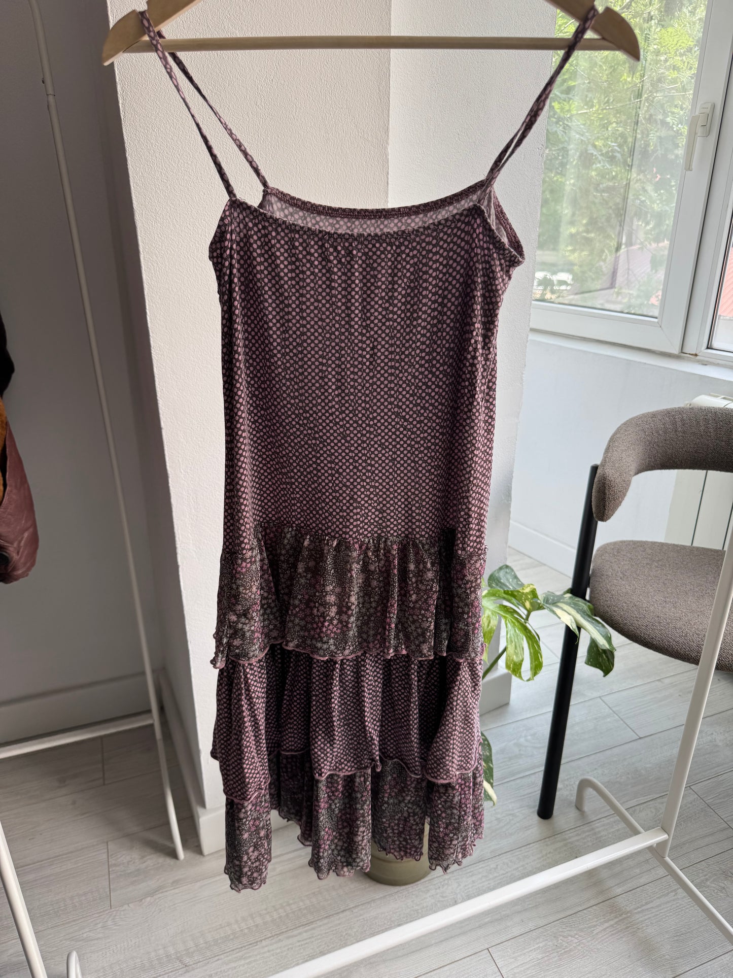 🌺 Rochie Y2K Mesh Floral Sun Dress – XS/S Damă – Made in Italy