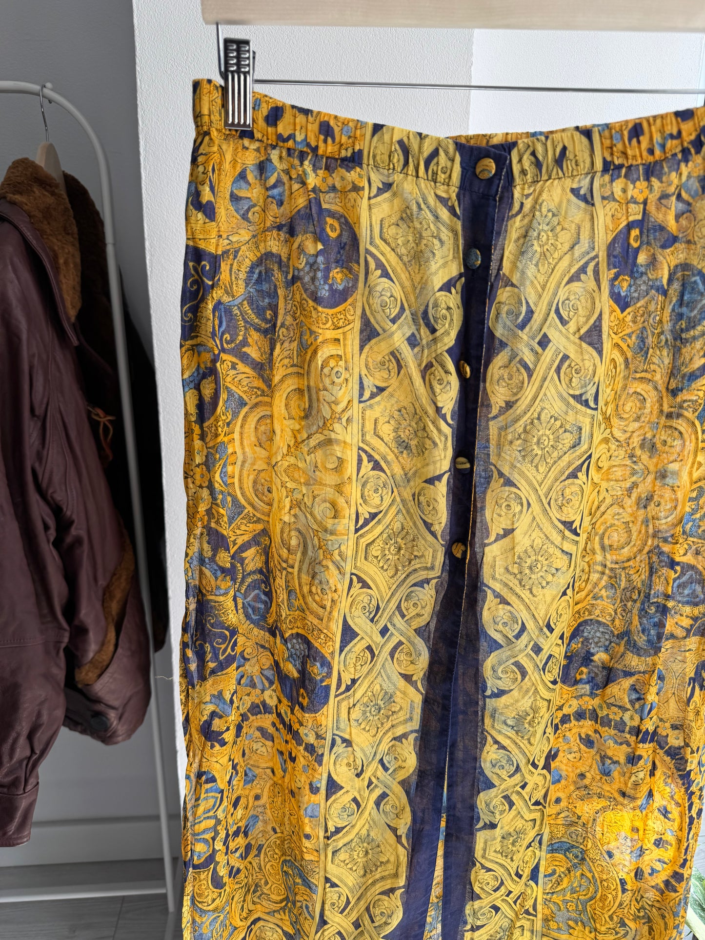 🌴 Fustă Vintage Baroque Print Beach – M/L Damă – Made in Italy