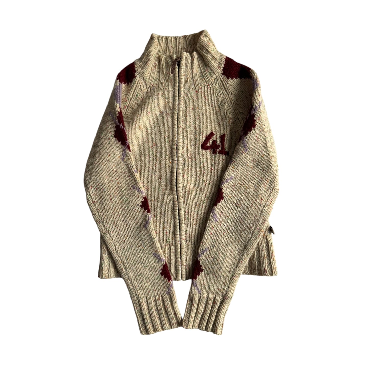 🧶 Pulover Y2K Damă din Blend de Lână cu Mâneci Argyle – aprox. S / M