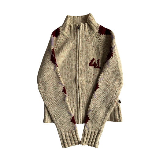 🧶 Pulover Y2K Damă din Blend de Lână cu Mâneci Argyle – aprox. S / M