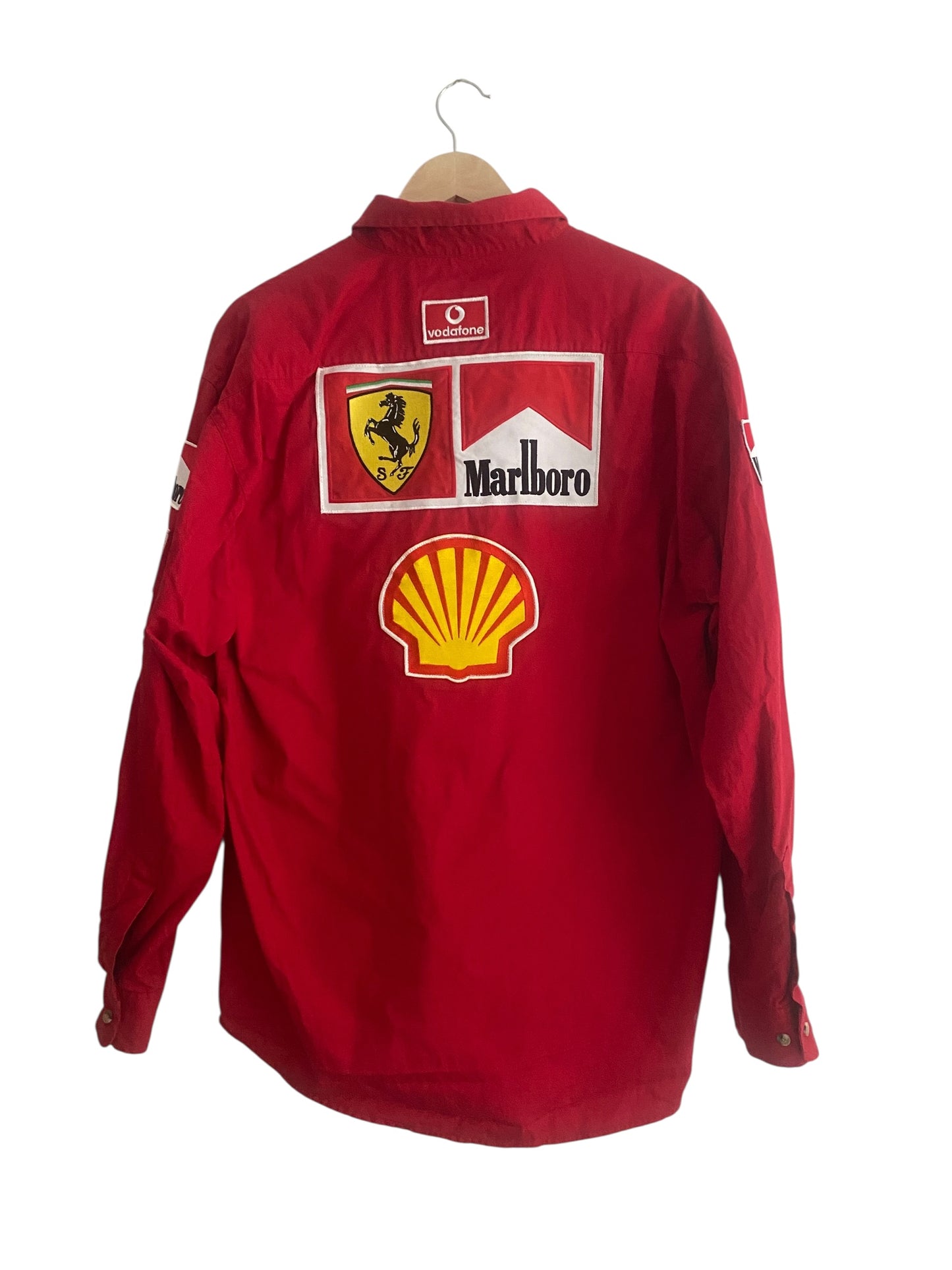 Cămașă Vintage Ferrari Roșie cu Guler – Model Rar, Mărime XL