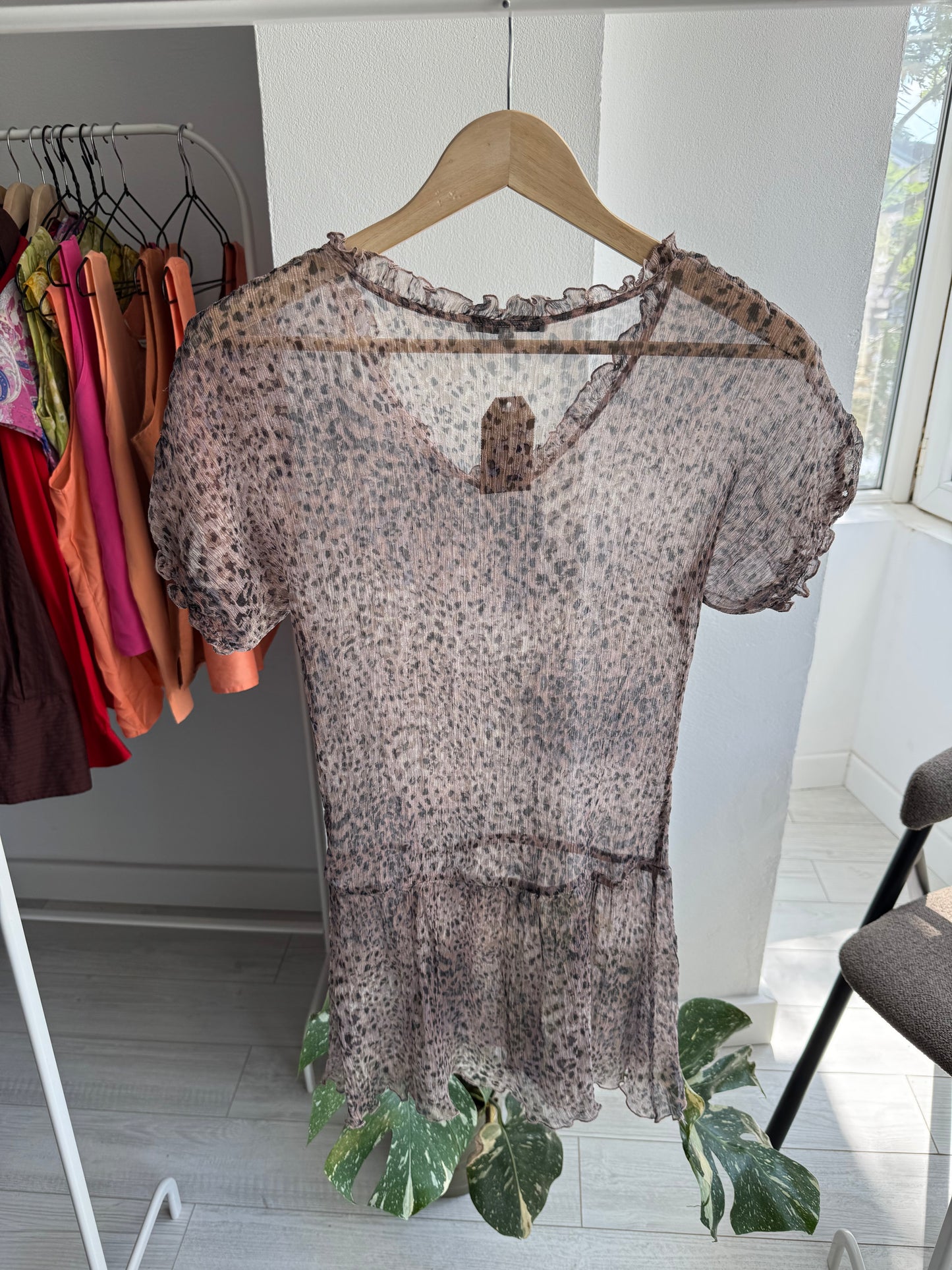 🌞 Top Lung / Rochie de Vară Mătase Transparentă Patrizia Pepe Y2K – XL Damă