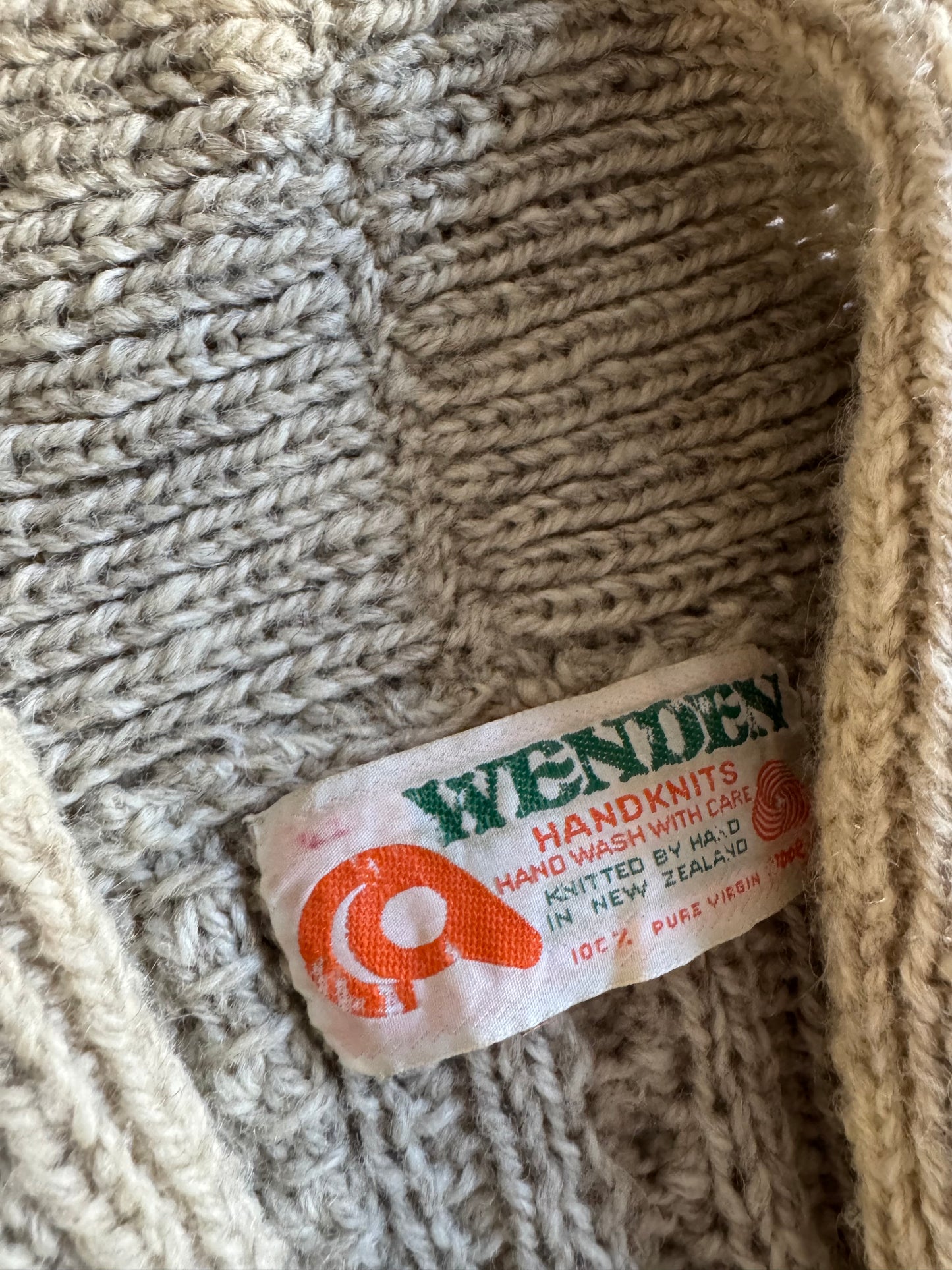 🧶 Cardigan vintage fisherman crem – 100% lână pură – mărimea L