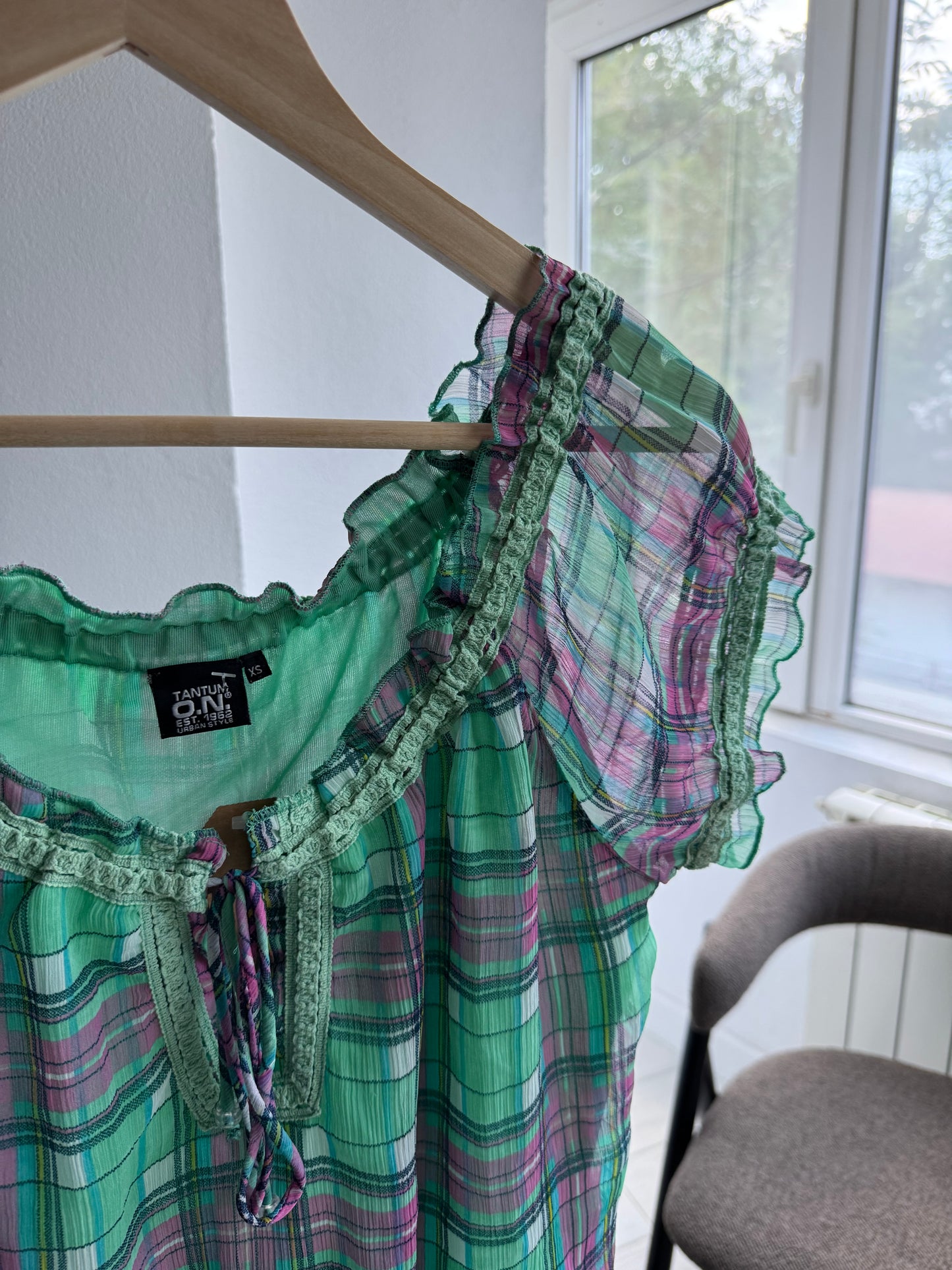 💁‍♀️ Top Lung Mesh Printed Carouri Y2K – XS Damă