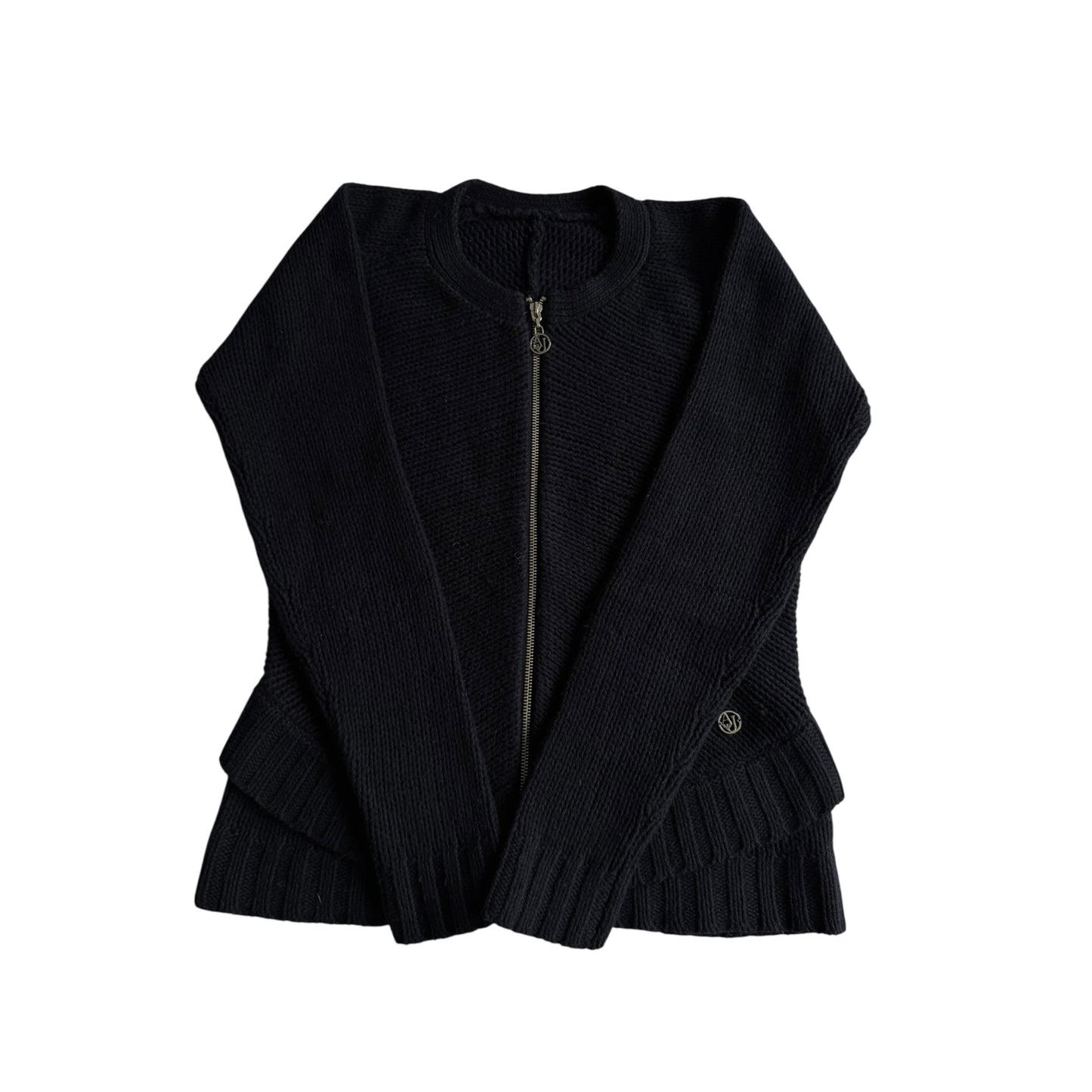 🧶 Cardigan Vintage Damă Armani Jeans Dark Navy din Lână și Bumbac – aprox. M /