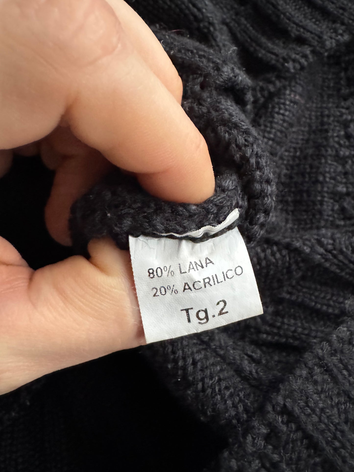 🧶 Hanorac Tricotat Y2K Damă Negru din Lână – S