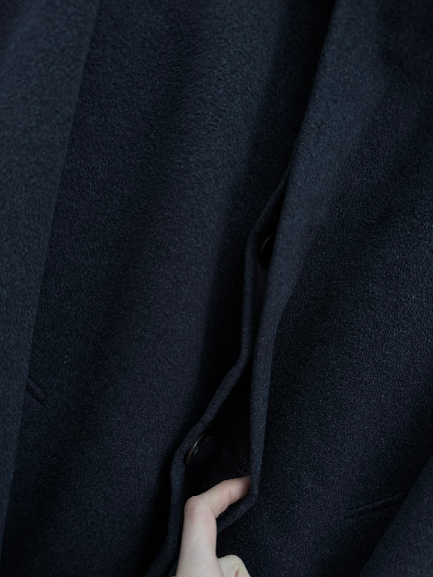 🧥 Palton Vintage Bărbați Gri Închis din Lână, Angora și Cashgora – EU 46 (S / M)