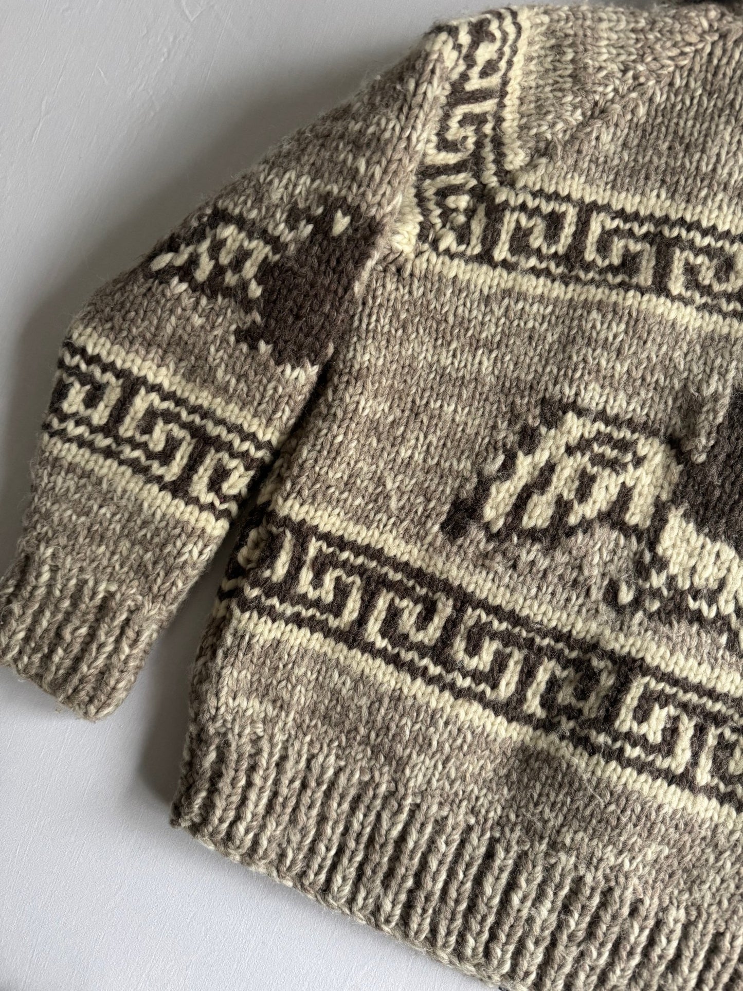 🦅 60’s Tuak Cowichan Thunderbird Wool Sweater – Mărime M - anbracaminte