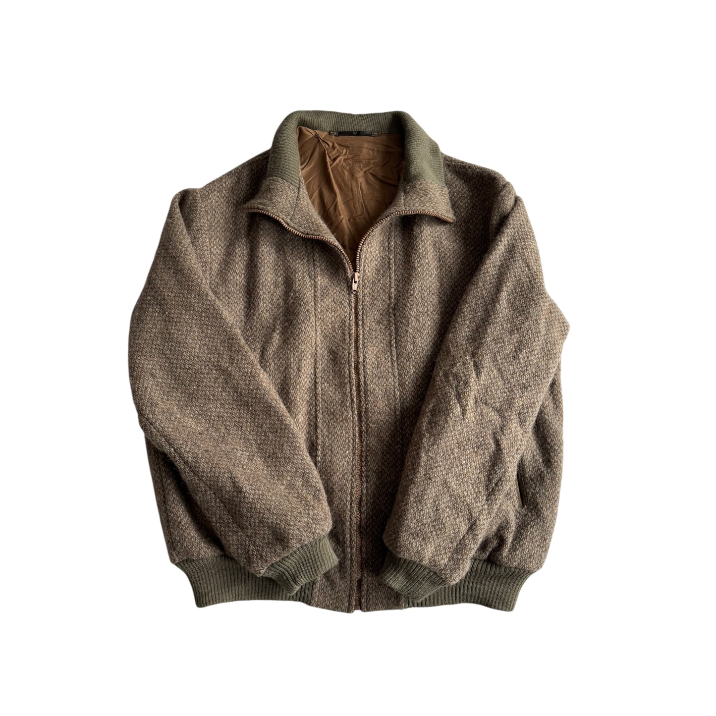 🧥 Jachetă Vintage Tip Bomber Texturată din Lână Virgină pentru Bărbați – L (EU 52)