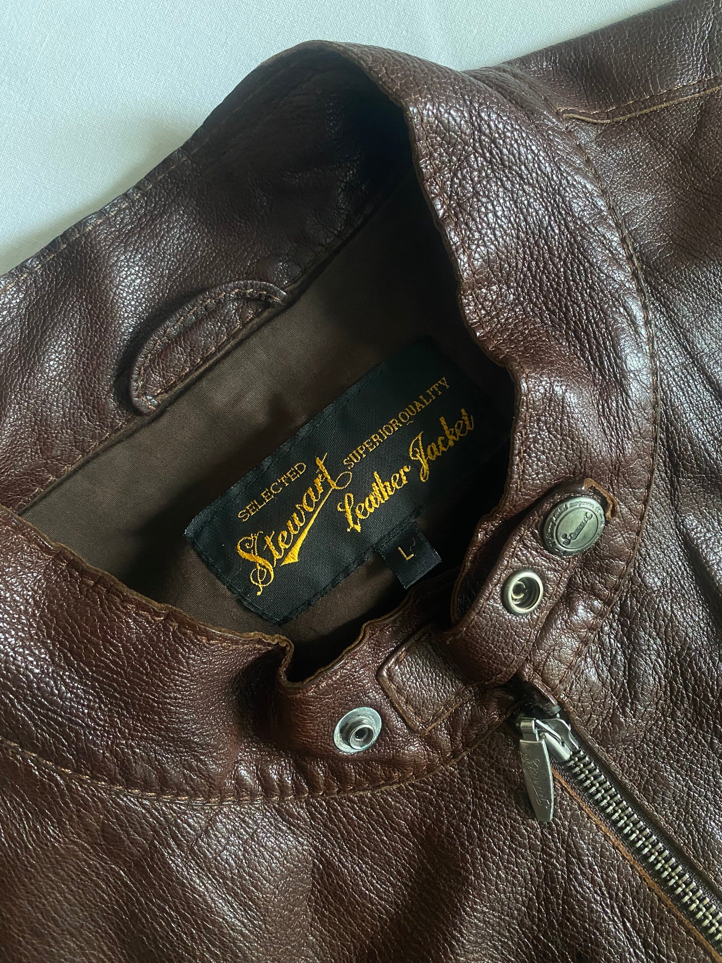 🧥 Vintage Dark Cognac Brown Café Racer Leather Jacket