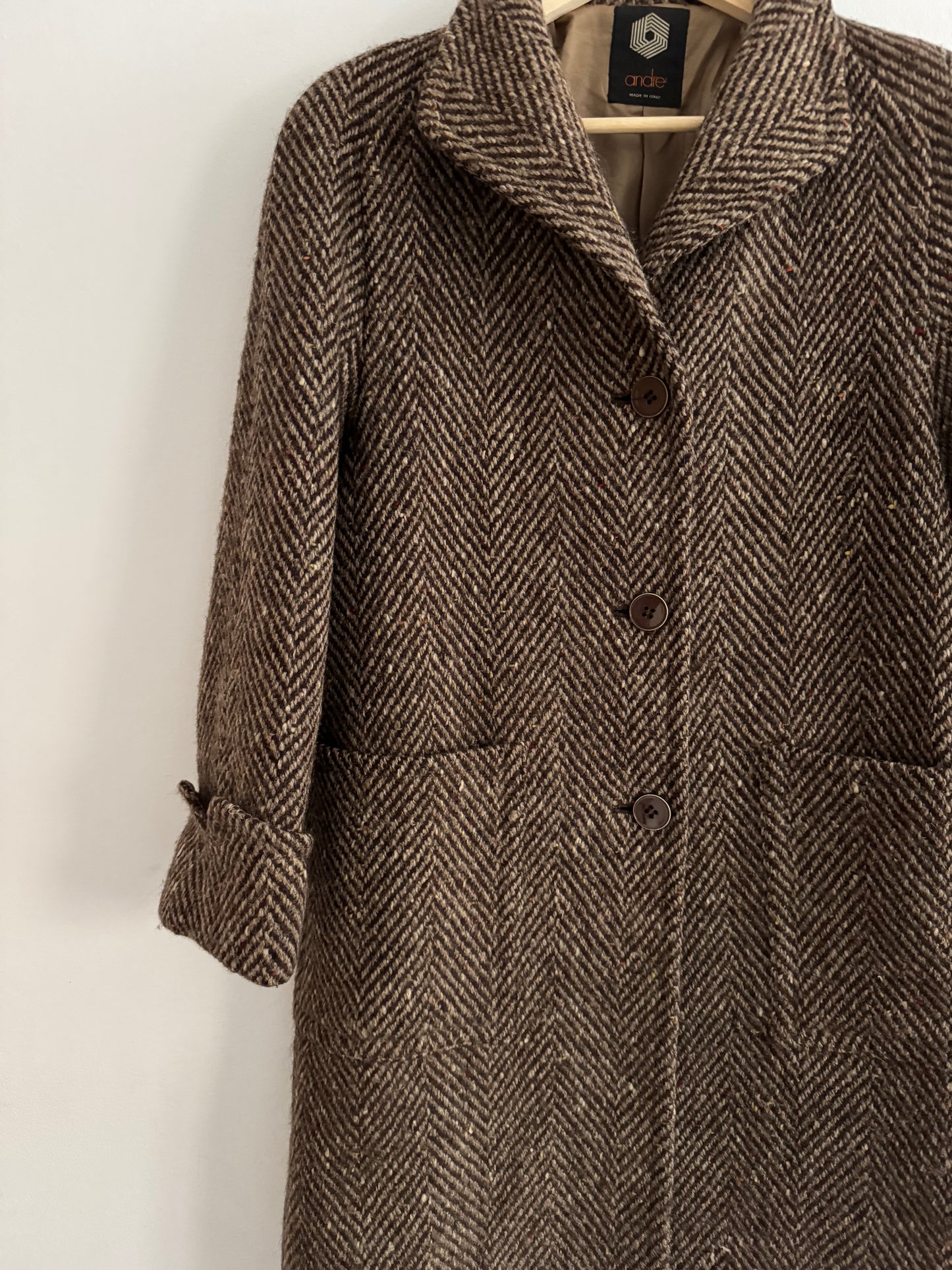🧥 Palton Vintage Damă din Tweed Irlandez din Lână – IT 42 (S / M Femei)