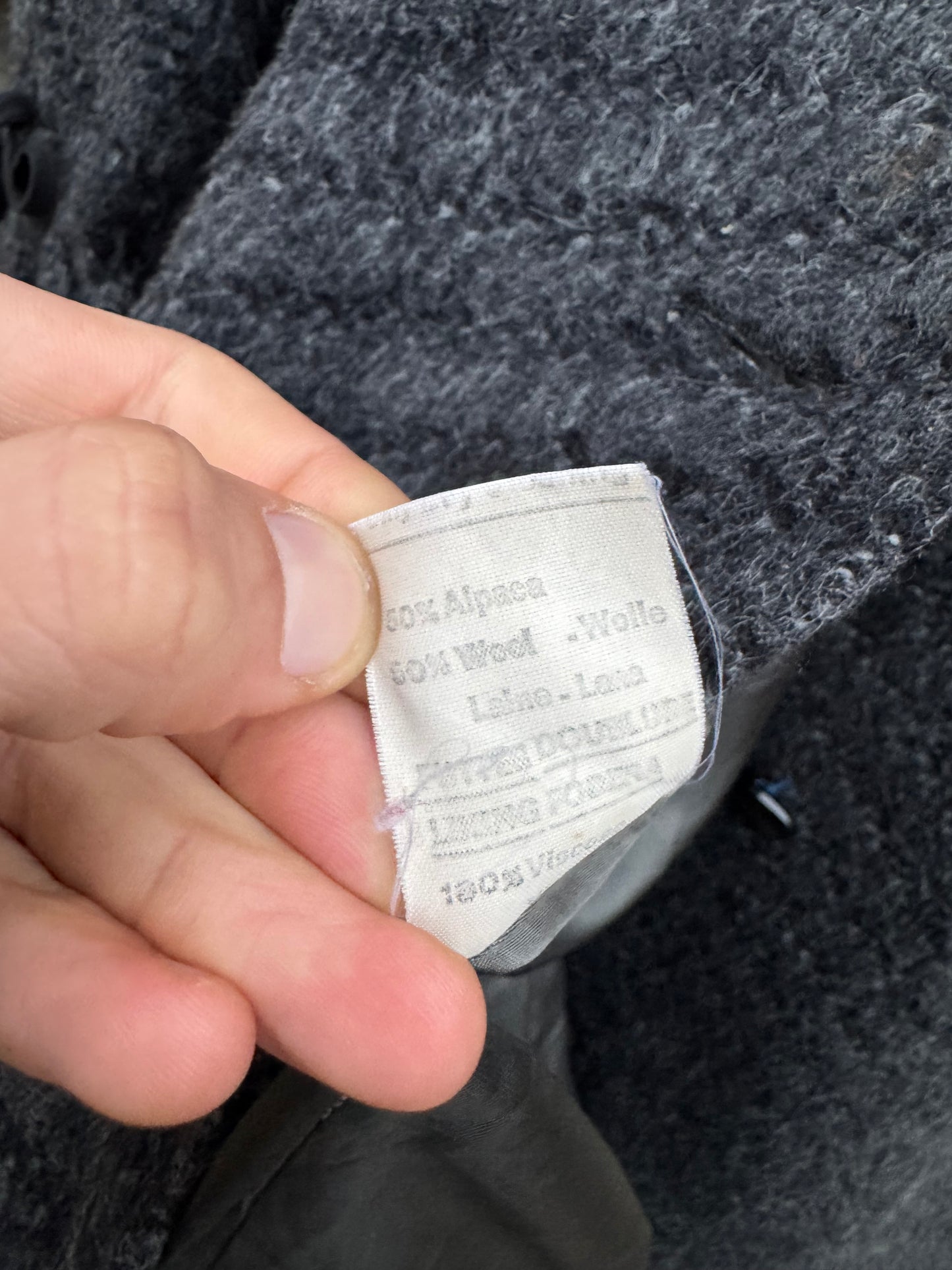 🦙 Palton Vintage Damă Gri Texturat din Lână și Alpaca – IT 46 (M/L)