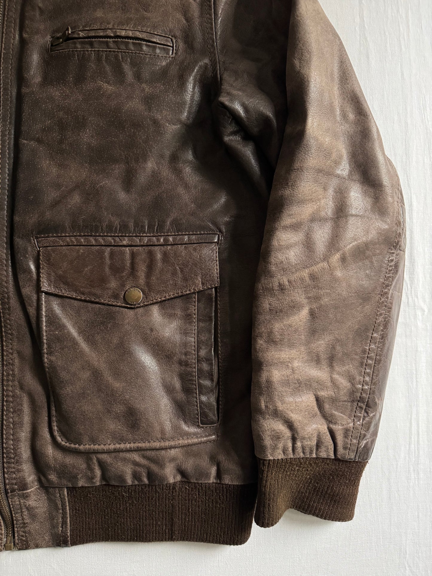 🧥 Jachetă vintage din piele maro – mărimea XL