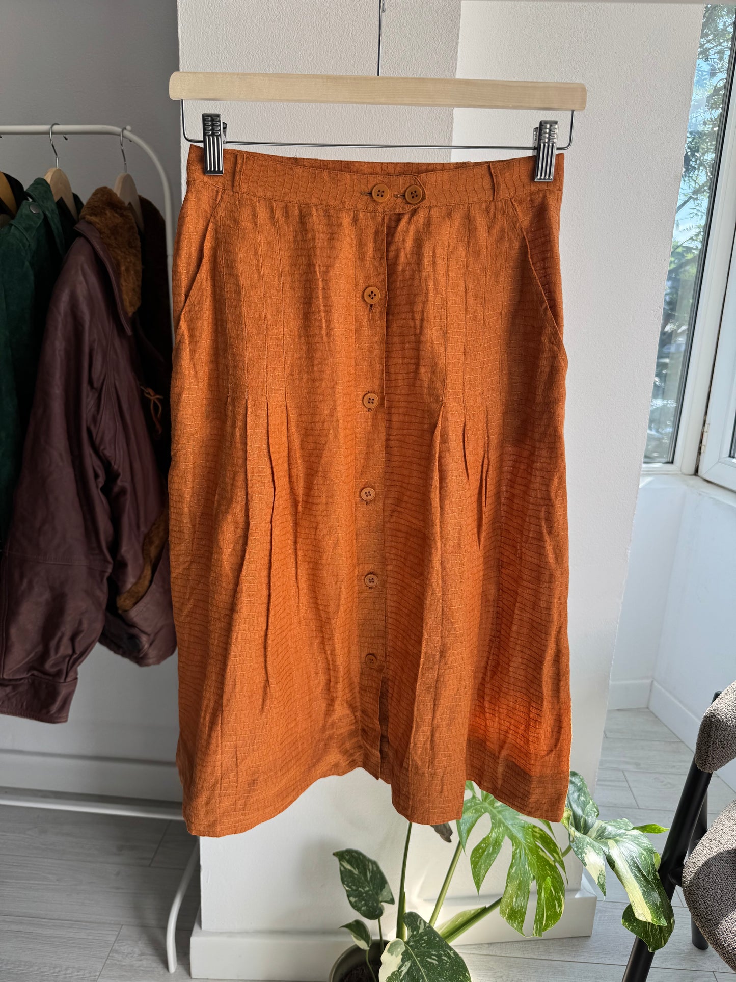 🍊 Fustă Vintage Orange Textured – IT 42 (S Damă)