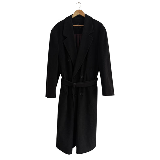 🎩 Palton Vintage Bărbați Gri Închis / Negru deschis din Cașmir – Marimea 48 (M oversized / L regular)