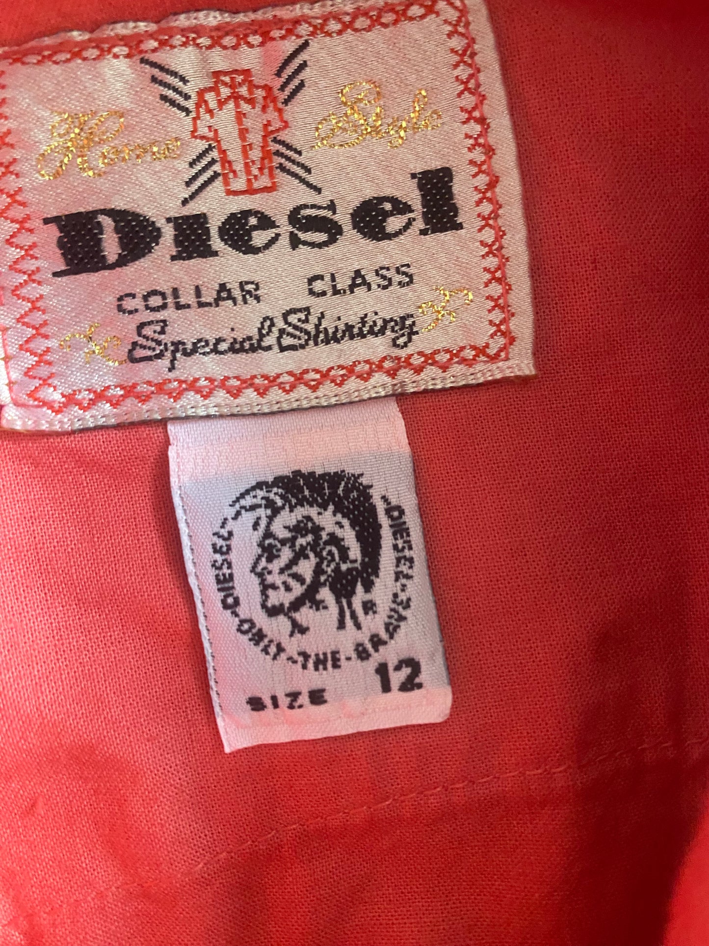 🔥 Cămașă Y2K Diesel Roșie Washed fără Mâneci – Nouă cu Etichete – XS Bărbați / S-M Femei