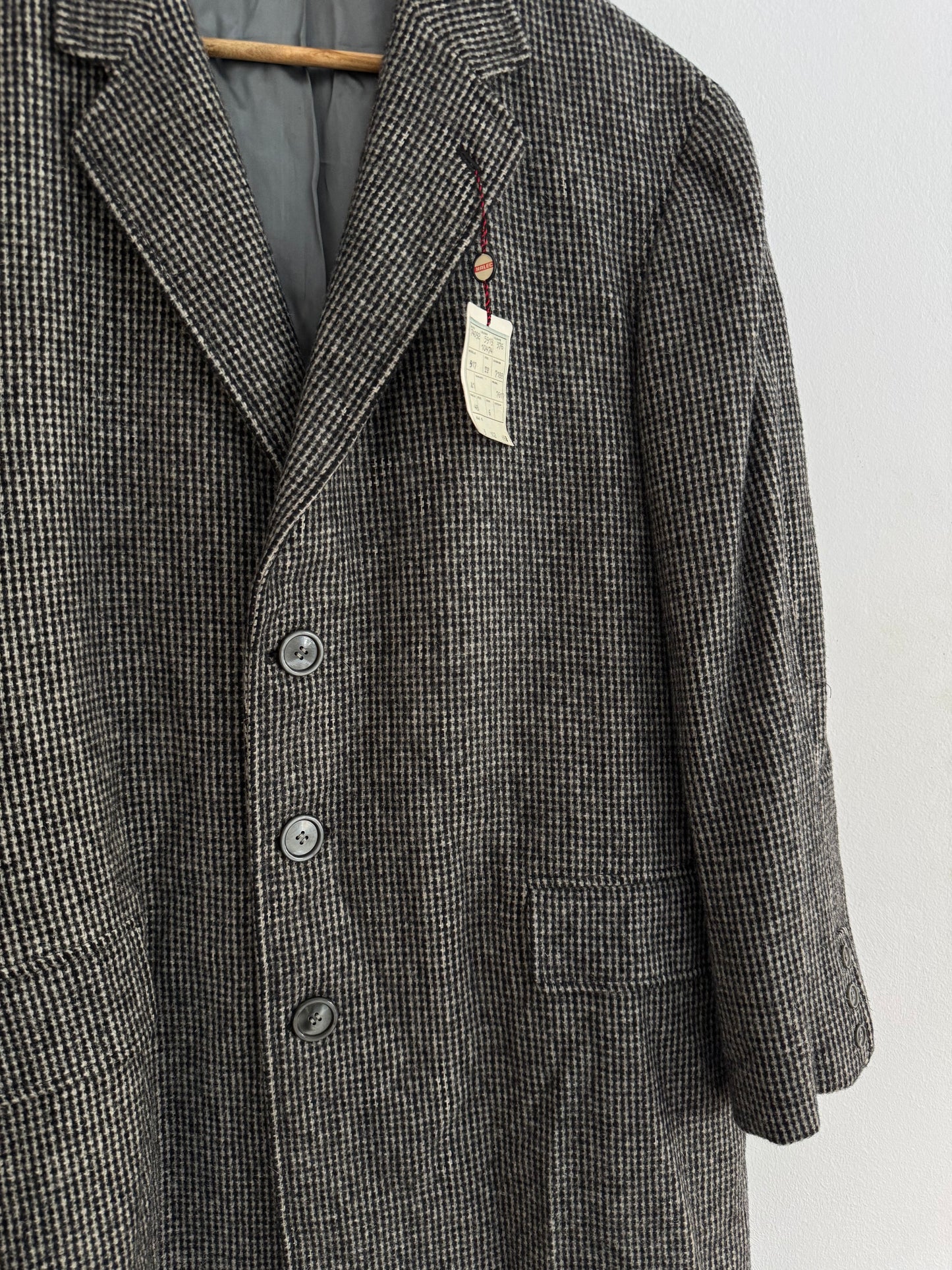 🧥 Palton Deadstock 70’s Gri Texturat din Lână Pură – Marimea 48 (M Bărbați)