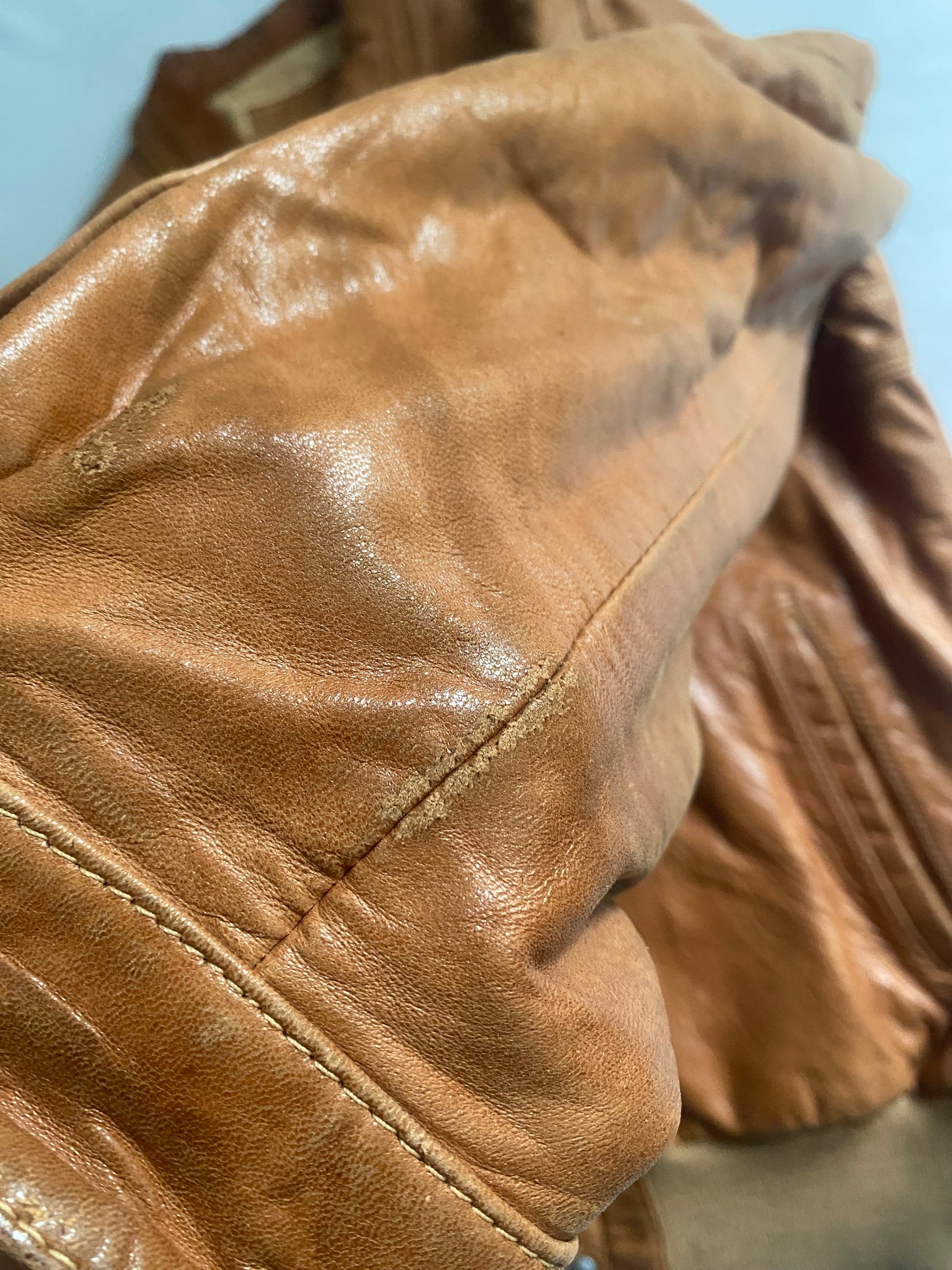 🧥 Jachetă Vintage din Piele de Oaie și Miel – Maro – Mărime L