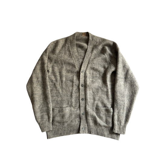 🦙 Cardigan Gri Fuzzy 100% Baby Alpaca – Handmade în Peru – Mărimea M