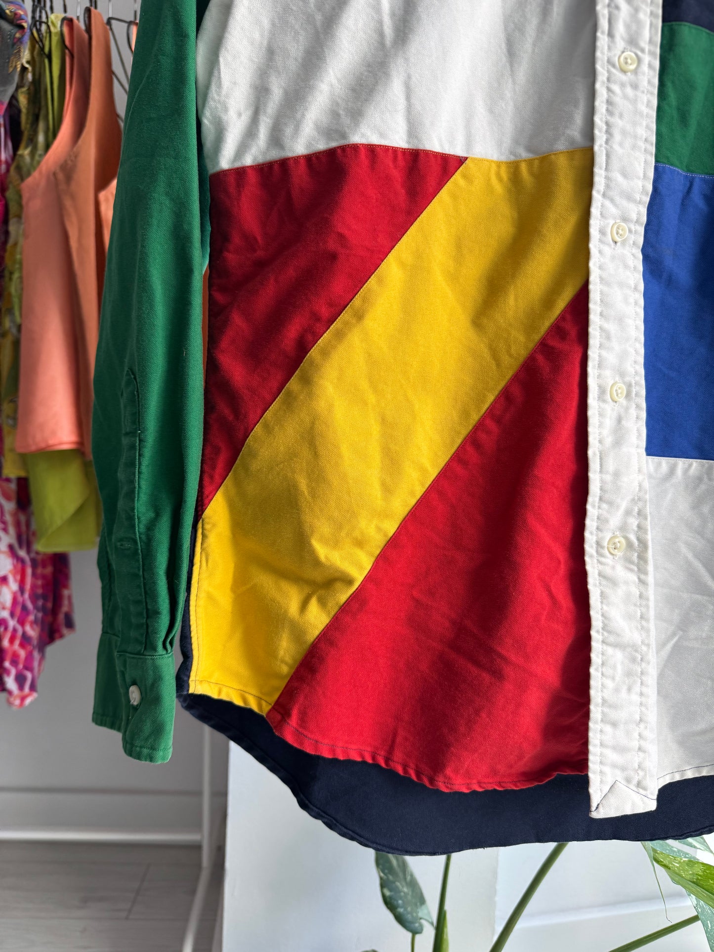 🐴 2008 Polo Ralph Lauren Cămașă Patchwork – M Bărbați