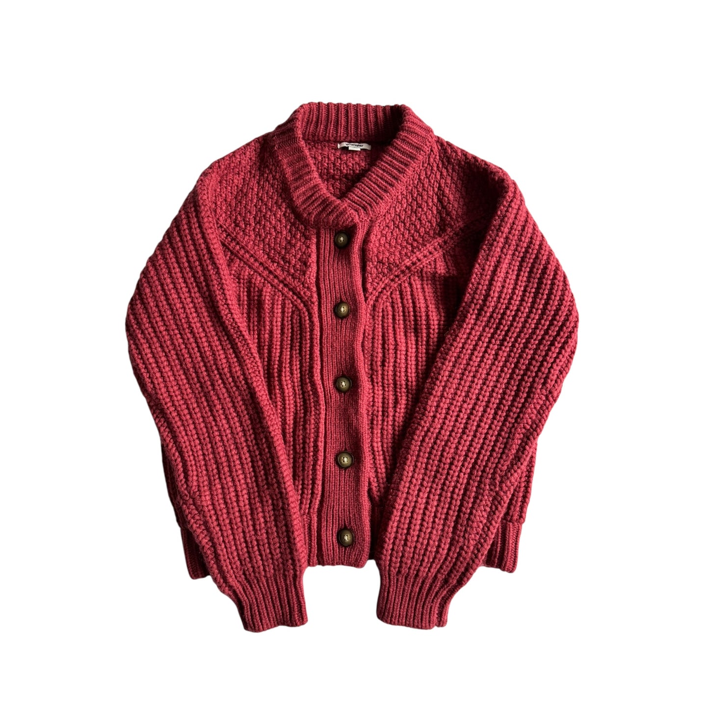 🧶 Cardigan Western Damă Wrangler Earth Red din Blend Lână – S