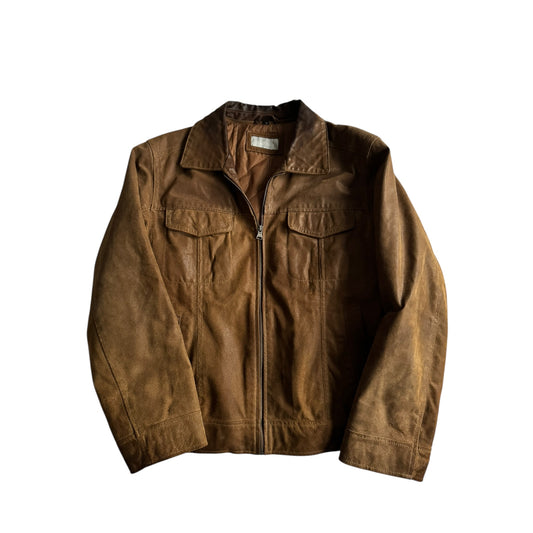 🧥 Geacă vintage din piele maro cu patină | mărimea 48 (M bărbați)