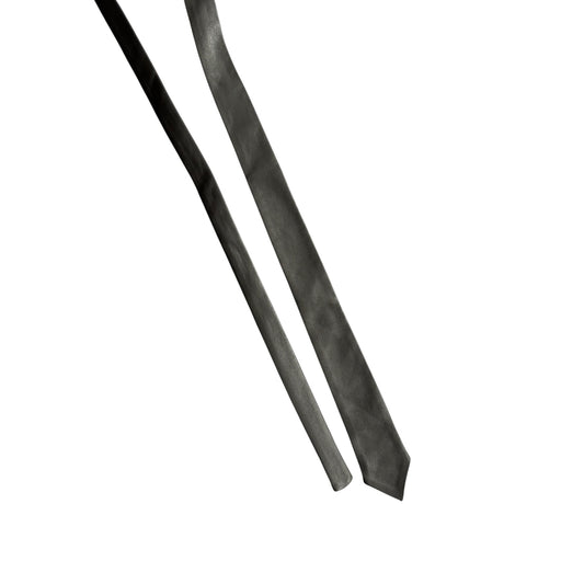 👔 Cravată Vintage Skinny din Piele Gri – Made in Western Germany