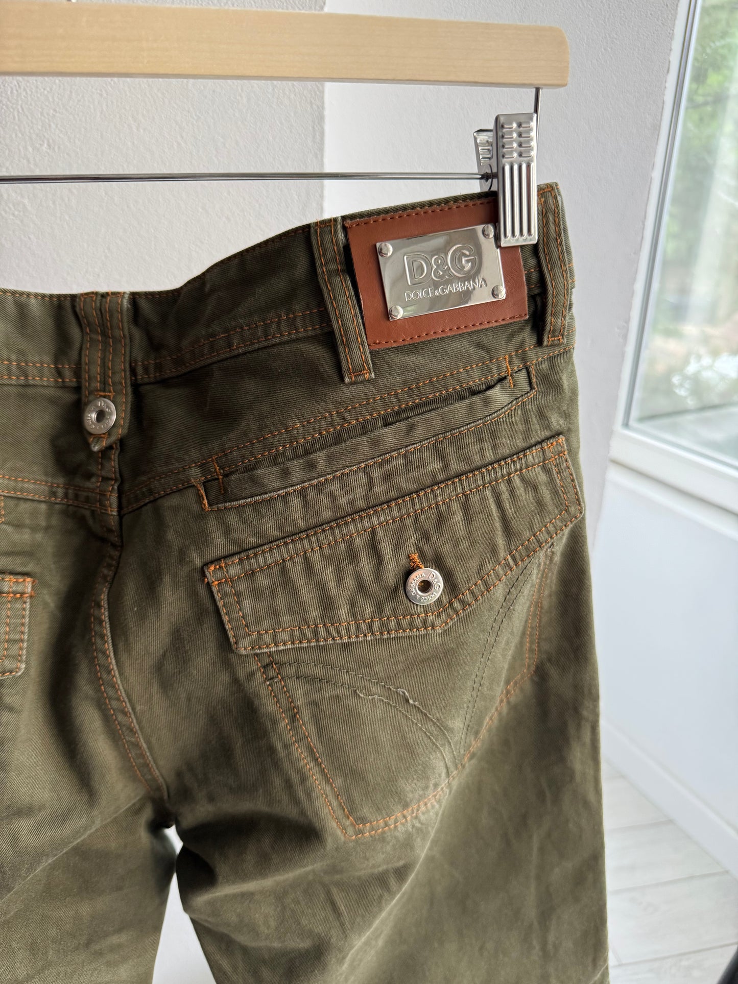🫒 Y2K Dolce & Gabbana Olive Green Jeans – Straight Fit – US 34 – Made in Italy