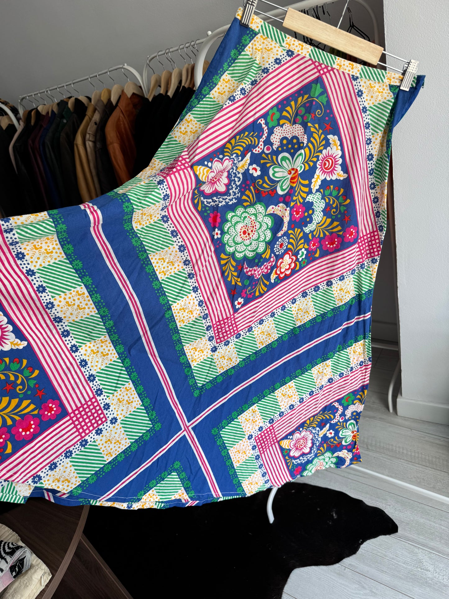 ☀️ Fustă Vintage cu Print – Approx. XS–S Damă
