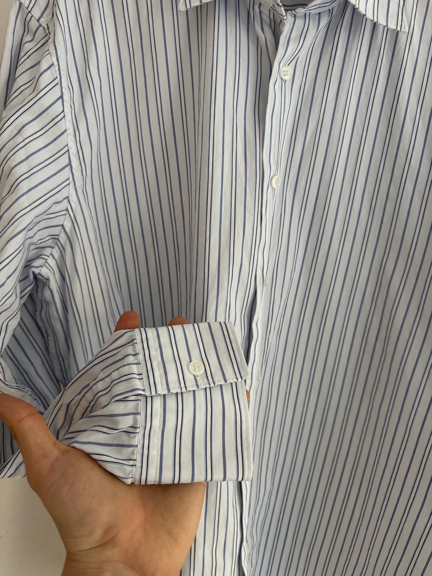 👔 Cămașă Vintage Zegna Albă cu Dungi – Mărime XL