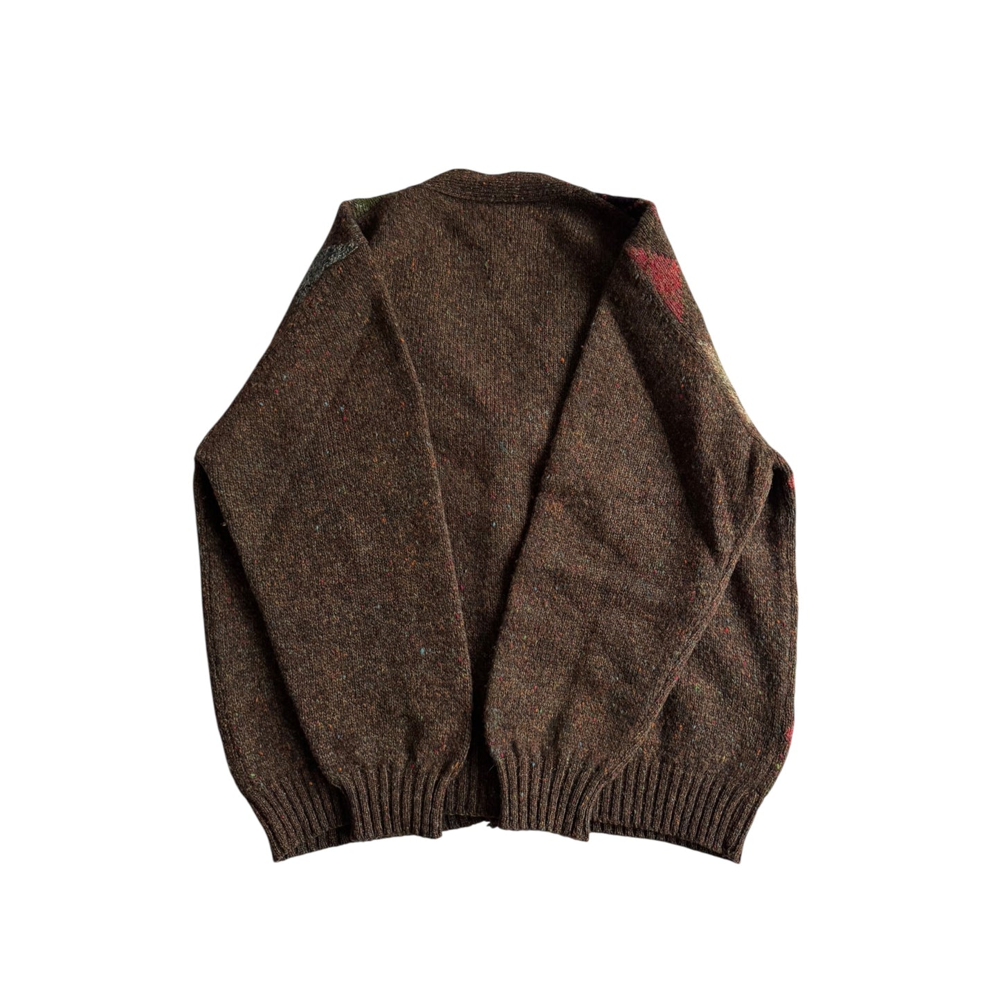 🧶 Cardigan Vintage Bărbați Maro din Lână Virgină cu Pattern Argyle – M