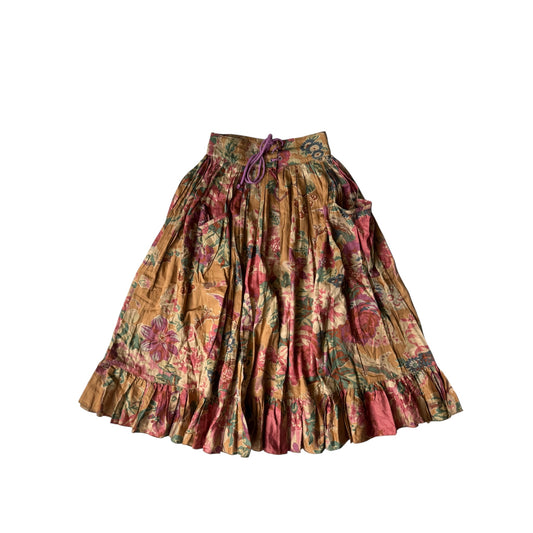 🌸 Fustă Vintage Floral Printed cu Buzunare – EU 36 (XS/S Damă) – Made in Italy