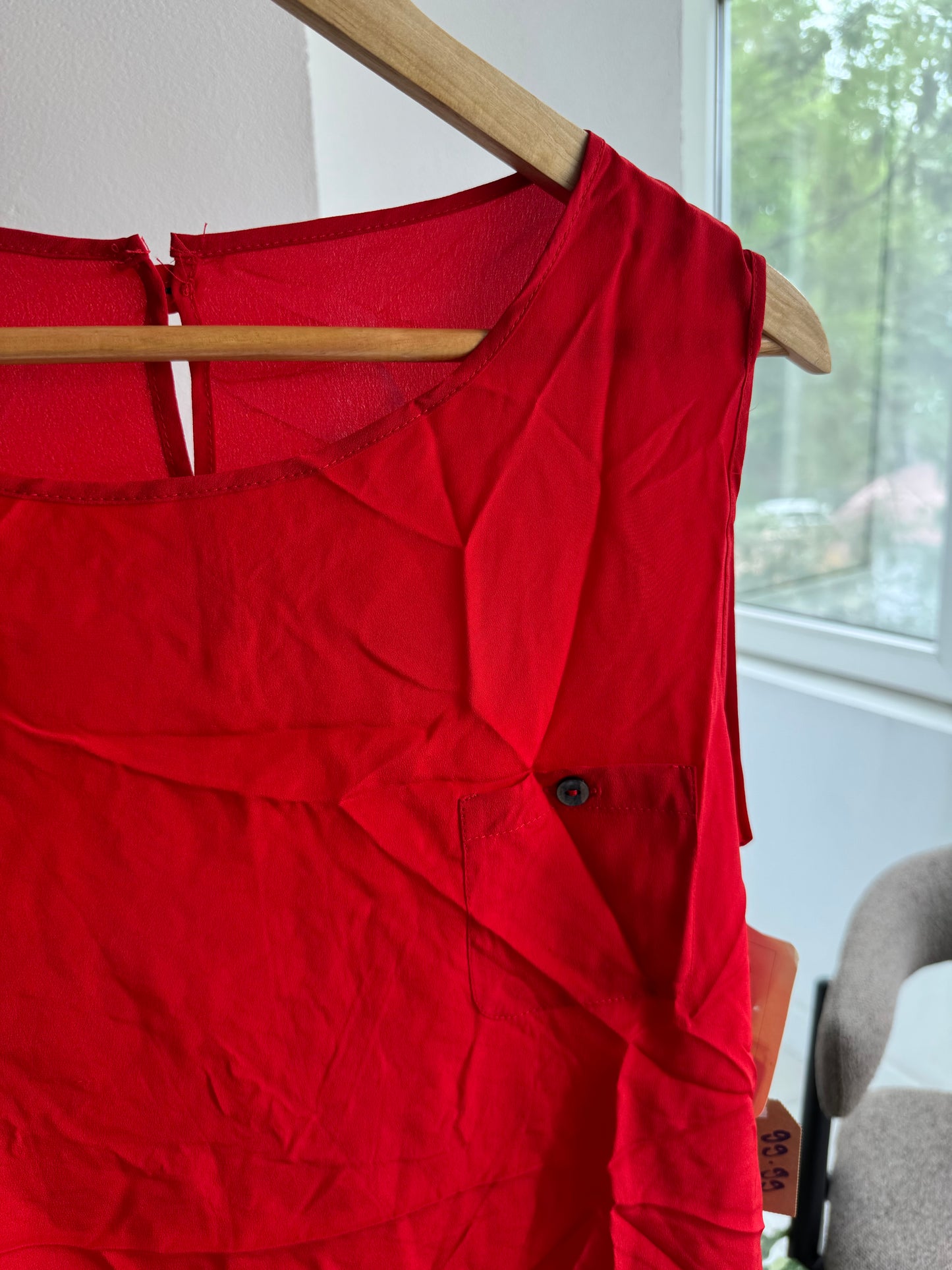 🍒 Top Vintage Roşu din Mătase – L Damă – New With Tags