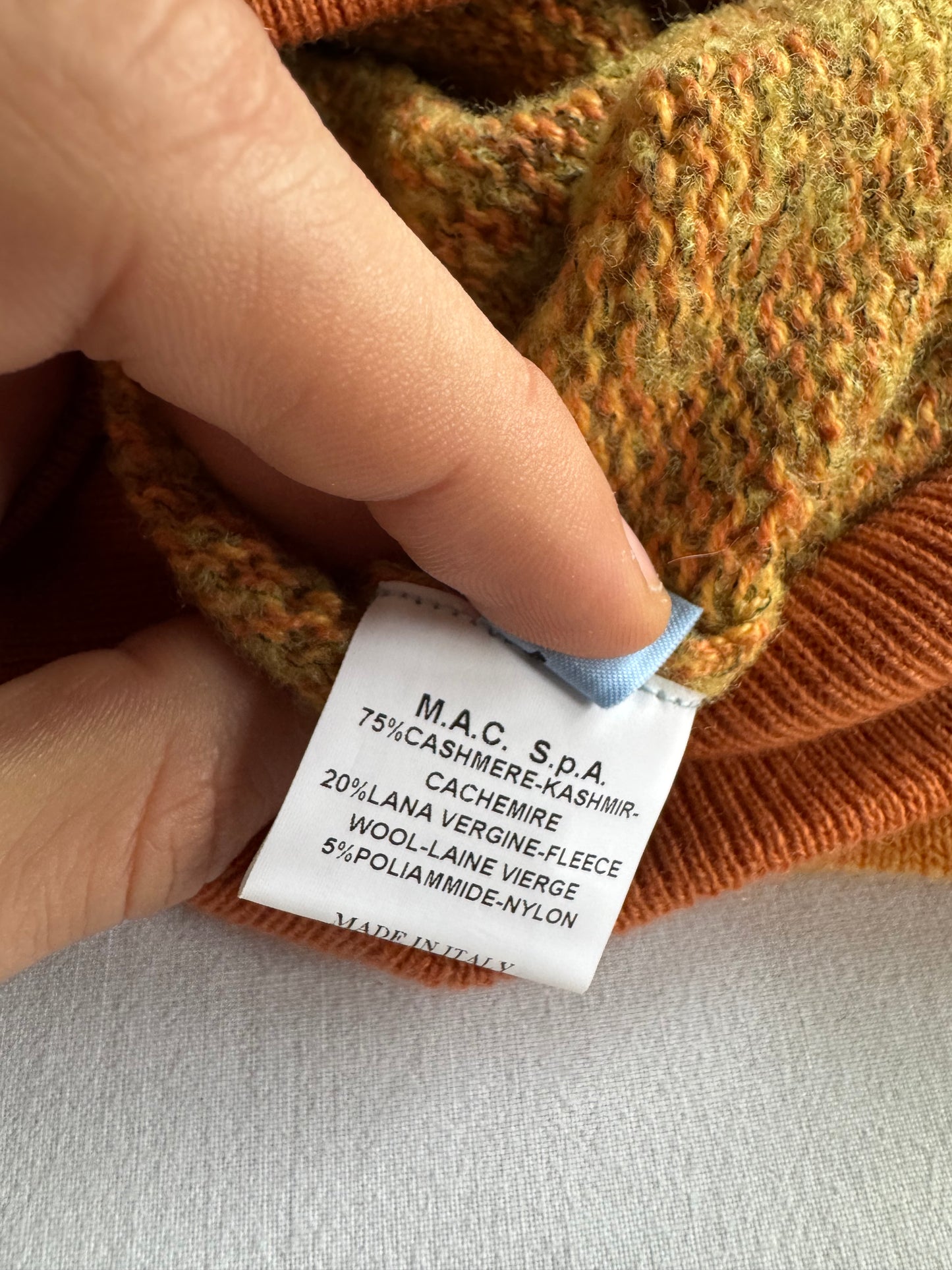 🧶 Pulover Vintage Damă Malo Portocaliu cu Guler Înalt din Cașmir și Lână Virgină – S