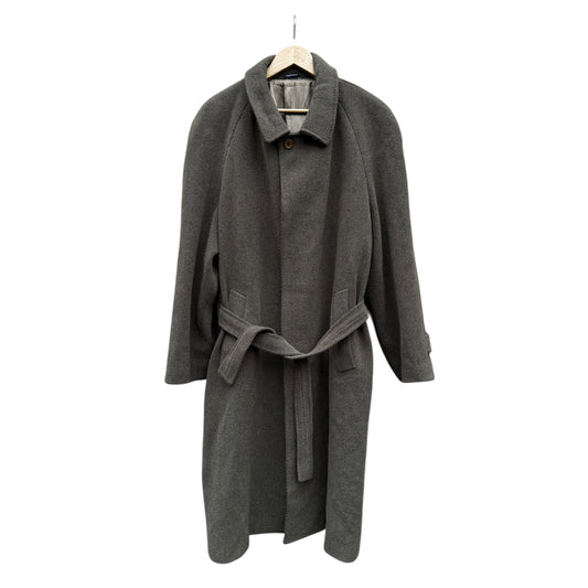 🧥 Palton Vintage Bărbați Verde Închis din Lână cu Cordon – XL