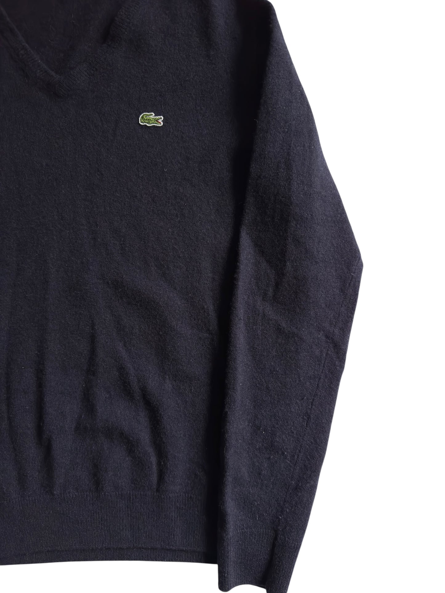 🐊 Lacoste V-Neck Jumper – Dark Navy – Pure New Wool – Size L