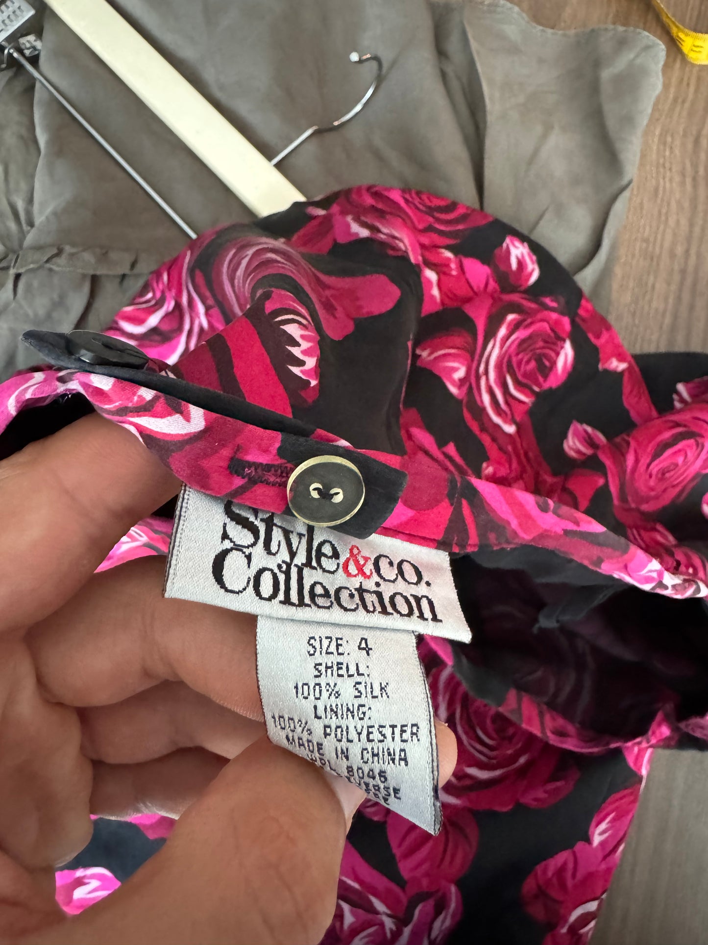 🌹 Fustă Mătase Y2K Print Trandafiri – US 4 / XS Femei
