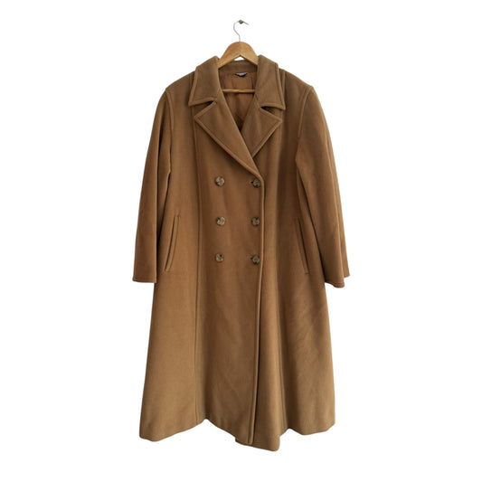 🐫 Palton Vintage Double Breasted Camel din Lână Virgină și Cașmir – Femei (aprox. M/L)