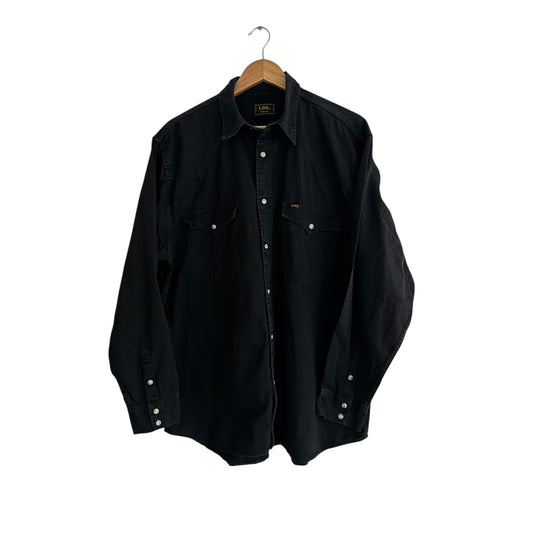 🤠 Cămașă vintage Lee Western din bumbac gros negru (Mărime XL)