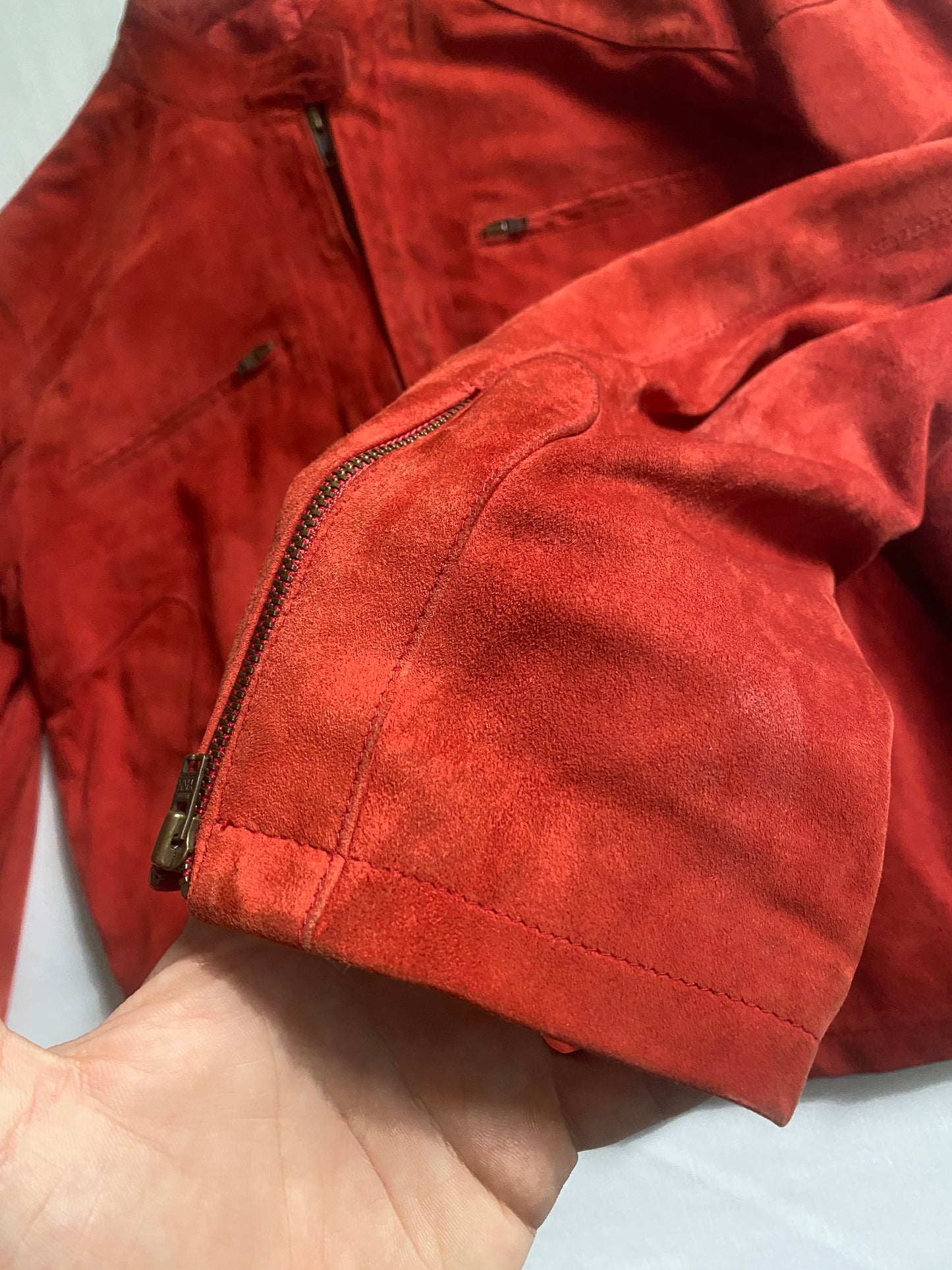 🍒 Y2K Cherry Red Suede Jacket – IT 42 / EU 38 (Women’s M)
